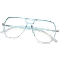Peter Jones Oversized Aviator Transparent/Green Unisex Blue Light Blocking Computer Glasses (Ag20508Gr)