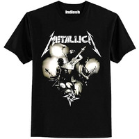 Indissh Metallica Printed T-Shirt For Men/Women| Cotton, Half Sleeve, Round Neck Tshirt | Black, M