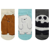 Balenzia We Bare Bears Fur Lowcut Socks With Gift Pack For Women (Pack Of 3)(Free Size)| Made With 100% Combed Cotton & Spandex