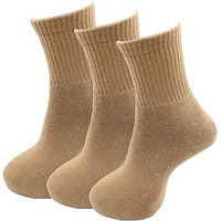 Rc. Royal Class Men's Cotton Ankle Length Terry Cushion Solid Khaki Socks (Pack Of 3 Pairs), Assorted