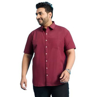 Bigbanana Plus Size Men's Regular Fit Solid Shirt (Bogota-Red,Red,3Xl)