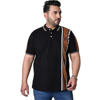 Bigbanana Plus Size Men's Regular Fit Colorblock Polo Tshirt (Mexico,Black,4Xl)