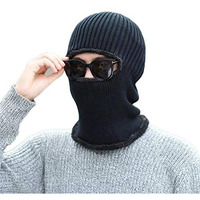 Huntsmans Era Soft Fur Woolen Winter Full Face Cover Monkey Caps For Men And Women/Balaclava Winter Cap/Monkey Caps (Black)