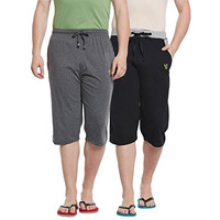 Mack Jonney Solid Men Three Fourths Capri (Pack Of 2) (C1A_C9B_02-L) Multicolour, X Large