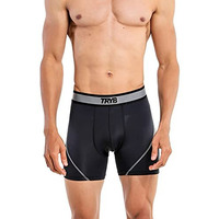 Tryb Mens Sport Performance Stretch Quick Dry Moisture Wicking Compression Athletic Two Tone Active Boxer H Trunk Midnight Black