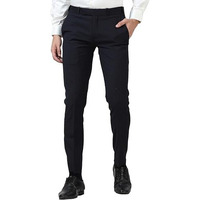 Mc Henry Men's Premium Waist Expandable Wrinkle Free Slim Fit Trousers (Esfblue9-36_Colour-Blue_Size-36), Mid Rise