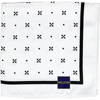 Peluche Polka Dots Floral Print White Pocket Square For Men