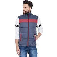 Ben Martin Men's Quilted Bomber Jacket Navy Blue-Red 001 L - Synthetic, Standard Length