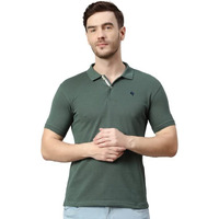 Cantabil Men Olive Cotton Blend Polo Neck Half Sleeve Solid T-Shirt (Mtsh00183_Olive_M)