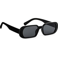 Royal Son Vintage Narrow Rectangular Non-Polarized Sunglasses For Men Women Driving Uv Protection - Black - No, Small