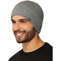 Isweven Winter Cap For Men & Women | Inside Fur Woolen Unisex Beanie Cap | Men's And Women's Warm Winter Hat Unisex-Adult Soft Wool Slouchy Stylish Skull Beanie Cap (Wc4137B, Grey, Free Size)