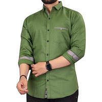 Cb-Colebrook Men's Cotton Solid Relaxed Fit Casual Shirt (C-1030_Forest Green, Large
