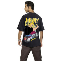 Bewakoof Official Cartoon Network Merchandise Men's Graphic Printed Oversized T-Shirt_608717_Black_L