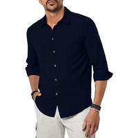 Tagdo Men's Cotton Blend Full Sleeve Solid Shirt With Pocket (Full-Pocket-5169-Navy-Xxl)
