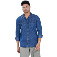 Divisive Men's Slim Fit Cotton Shirt (Dst94_M_Denim D Blue)