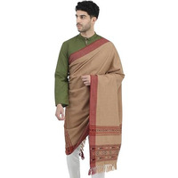 Arvore Bunkaar Men's Woolen Warm Soft Designer Lohi/Shawl With Kullu Border (Brown Kullu)