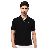 Cantabil Cotton Blend Black Regular Fit Solid Polo Neck Half Sleeve Casual T-Shirt For Men | Half Sleeves Polo T-Shirts For Men | Mens Polo Neck Solid T-Shirt (Mtsh00183_Black_L)
