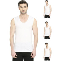 Vip Fab Men's Broad Shoulder 100% Cotton Round Neck Muscle Vest (Pack Of 4, 85Cm) White