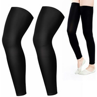 Proberos One Pair Leg Sleeves, Upf 50+ Sports Leg Sleeves, Ice Silk Compression Leggings, Unisex Compression Sun Protection Sleeves, Breathable, Anti-Uv, For Running, Cycling, Outdoor Fitness, Black