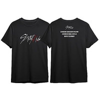 Kpop Stray Kids Unisex Printed Regular Fitted Black T Shirt For Men & Women(Small)