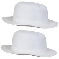Primebox Cotton Classic Packable Beach Outdoor Fishing Bucket Sun Hat For Men Women Adult Boys Teen Round Big Wide Brim Floppy Summer Sun Protection Hat (White 2Pcs Combo)