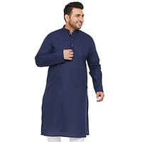 Vastramay Plus Mens Cotton Blend Navy Blue Kurta - Timeless Elegance For Festivals & Events_Vplusmk007Nb_50