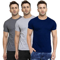 Scott International Men's Regular Fit Half Sleeves Cotton Round Neck T-Shirt (Ss21-3Rn-Bu-Gr-Ch-Xl_Navy/Grey/Charcoal_X-Large)