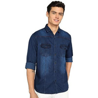 Kuons Avenue Men's Ink Blue Denim Casual Shirt Shirt For Men (Kaclfs1516M_Ink Blue_Medium)