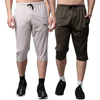 Mack Jonney Dryfit Lycra Solid Multicolor 3/4Th Capri For Men (Pack Of 2)-Dryfit_D13_L.Gry_Olv_02-Xl