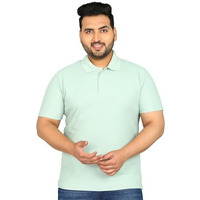 Inkkr Plus Size Men's Solid Polo Neck Half Sleeve Light Green T-Shirts (Size-4Xl)