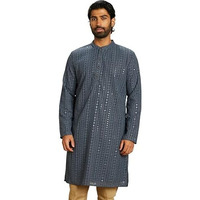 Amazon Brand - Symbol Men's Cotton Embroidered Regular Fit Long Kurta (Sy-S24-Mna-Fkt-502_Mint Green_16Xl)