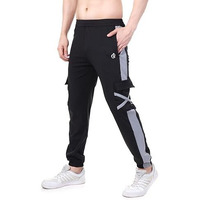 Blue Star Shark Men's Premium Lycra Stretchable Cargo Joggers | Cargo Track Pant For Men | Sports Track Pant For Men | Joggers For Men | Men Stylish Track Pant (In, Alpha, L, Regular, Black)