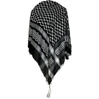Skhoza Men's Premium Cotton Desert Scarf Shemagh Arab Keffiyeh (Black/White)