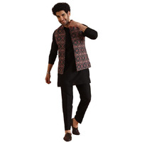 Kisah Cotton Blend Kurta Jacket Trouser Set For Men | Nehru Jacket Waistcoat Kurta Set With Trousers | Mens Ethnic Collections-Ka-0863-5389-T303-38-Multi