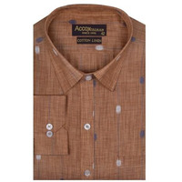 Accox Men's Breathable Cotton Linen Long Sleeves Regular Fit Printed Formal Shirt For Men (O_Gcr349_42) Multicolour