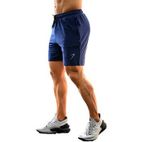 Athletic Slim Fit Training And Gym Shorts For Men With Zipper Pockets (Large, Navy)