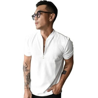 Jump Cuts Men Polyester Henley Tshirt||Half Sleeve|| Waffle Regular Fit Tshirt White, Xl