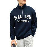 Maniac||Fullsleeve Tshirts For Men||High Neck||Half Zipper||Regular Fit Tshirts For Men Navy