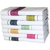 Prakasam Cotton Men Double Dhoti (1.30 X 4.00 Meter) With Fancy Border - Pack Of 7 Dhoties