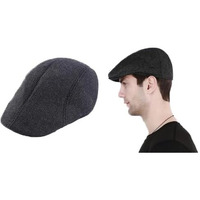Clothera Cotton Men's Casual Golf/Flat Caps (Black)