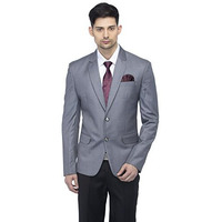 Favoroski Designer Men's Slim Fit Notched Lapel Single Breasted Solid Blazer, Grey (Fvbl161114-Grey-5Xl)