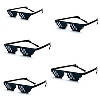 Eitheo Unisex Rimless Deal With Thug Life Square Sunglass With Polygonal 8 Bits Style Pixel And Nose Pad (Pack 5, Thug Cool)