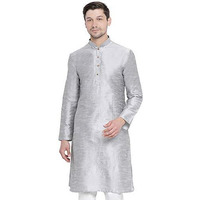 Vastramay Men's Cotton Silk Blend Kurta-New Grey