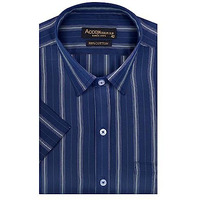 Accox Men's Cotton Half Sleeves Dark Striped Regular Fit Formal Shirt For Men(Gcr144_40) Blue