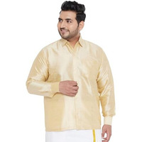 Vastramay Plus Men's Gold Silk Blend Ethnic Shirt - 5Xl_Vplusmsh002Go_50