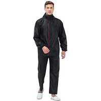 Vrojass Black Rain Coat For Men 100% Waterproof With Hood_Set Of Top And Bottom Packed In A Storage Bag(Vrorc-Bk-M)