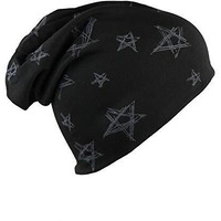 Isweven Men's Women's Unisex Cotton Blended Slouchy Summer Skull Beanie Cap (Black, Free Size)