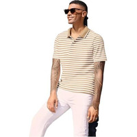 Mack Jonney Men's Striped Cotton Rich Polo T Shirt | Collar Tshirts | Half Sleeves | Stripe-Regular Fit-Mack640609 Camel