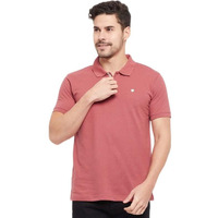 Cantabil Men Pink Cotton Blend Polo Neck Half Sleeve Solid T-Shirt (Mtsh00181_Dustypink_L)