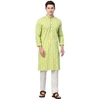 See Designs Men's Cotton Regular Regular Fit Kurta (15049824_Lime Green_M)